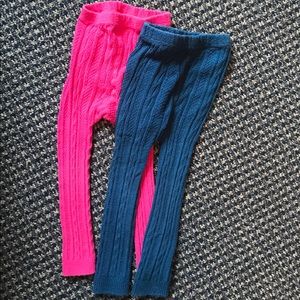 2 pair Mini  Boden Cable knit leggings 2-3